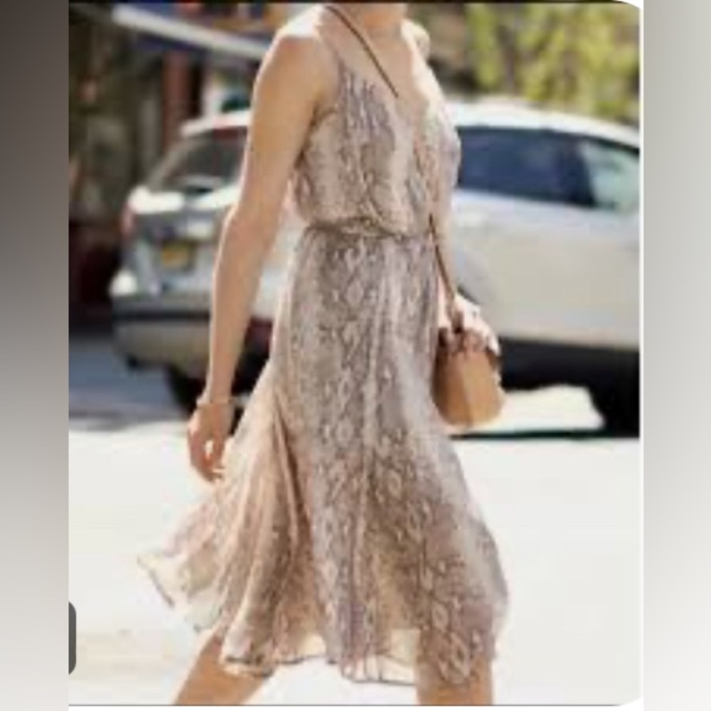 Banana Republic Neutral Snakeskin Print Midi Dress - Size M